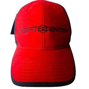 Sports Center Dad Hat Red Black Ball Cap Adjustable Slide Strap Logo Gift